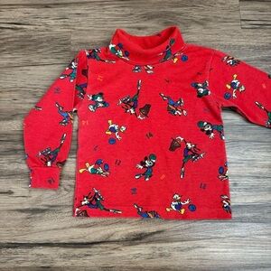 Vintage Mickey Goofy Donald Basketball Print Turtleneck Kids 2T RARE